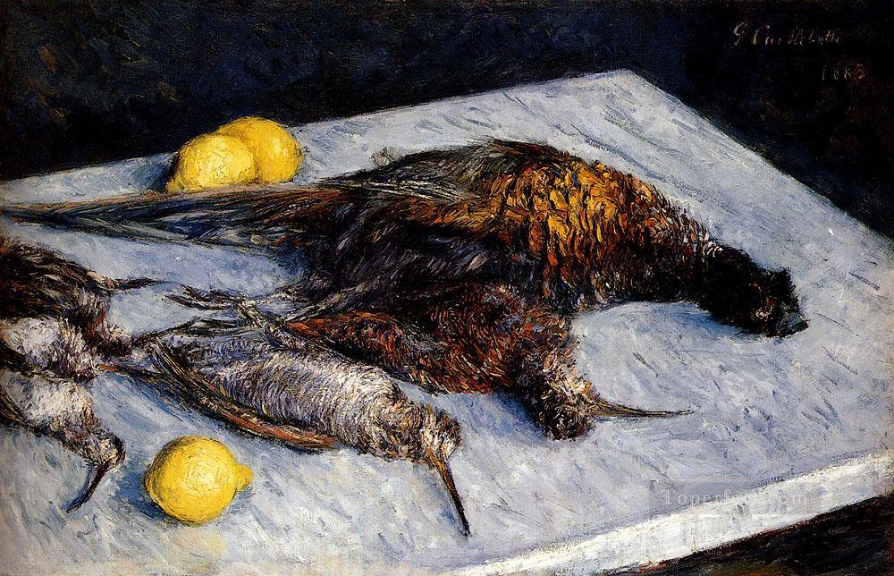 Juego de pájaros y limones bodegón Gustave Caillebotte Pintura al óleo